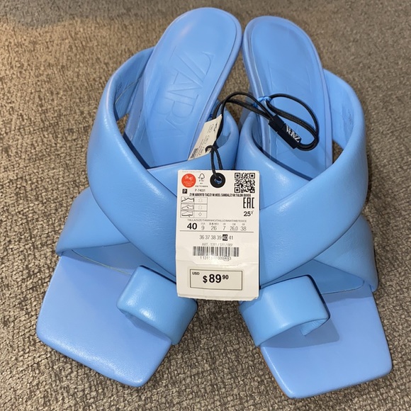 ZARA PADDED HEELED LEATHER SANDALS - Picture 3 of 4